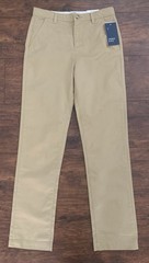 L@@K- Boys Crown & Ivy Khaki School Uniform Pants Sz 14 Husky Adj Wst NWT $46.50