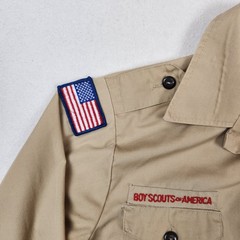 Vintage Boy Scouts of America Shirt Youth Large Tan Long Sleeve Uniform USA 90s