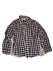 Boy’s Navy Blue & White Plaid Button Down Shirt From Old Navy, Size XS