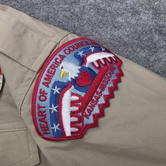 Boy Scouts Of America Shirt Youth M Beige Uniform Short Sleeve BSA Patches