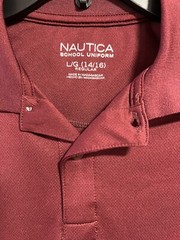 Nautica Boys Uniform Short Sleeve Performance – Dark Red ~ Size L (14/16)