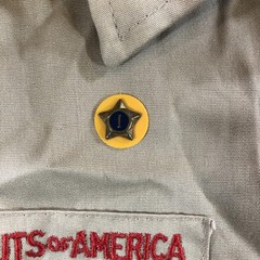 Vintage Boy Scouts Of America Shirt Youth Large Tan Uniform Patches USA 2000s
