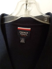 NWT $32 French Toast Boys Navy Cardigan Sweater, M(8), Button Front, School