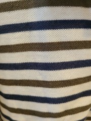 Brums Milano Uniform Polo White/brown/navy Stripe Shirt Size 14 NWT long-sleeved