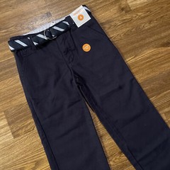 NWT-GYMBOREE Boys Navy Blue School Uniform Pants W/ Belt ADJ Waist SZ 4