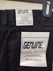 NWT GENUINE FLAT FRONT BLACK SCHOOL UNIFORM PANTS JUNIORS SIZE 6 (REGULAR)