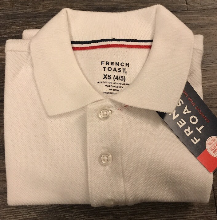 French Toast Boys’ Short Sleeve Pique Polo, White, XS (4/5)