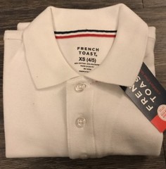 French Toast Boys’ Short Sleeve Pique Polo, White, XS (4/5)