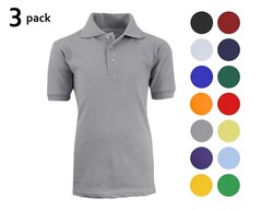 3 Pack School Uniform Polo for Boys Choose Shirts Color – Sizes 4-20 NWT