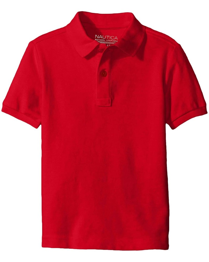 Nautica Little Boys’ Uniform Short Sleeve Pique Polo,M (5), Red