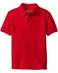 Nautica Little Boys’ Uniform Short Sleeve Pique Polo,M (5), Red