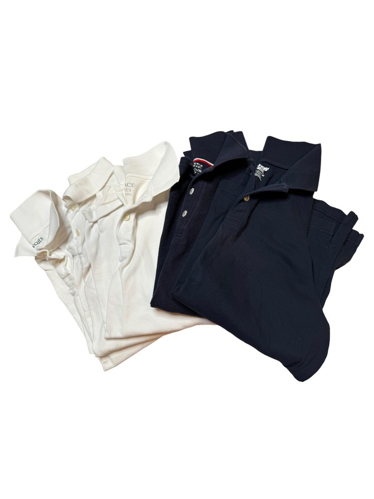 Bundle of Boy’s School Uniform Shirts White & Navy Blue Various Brands Sz 14/16