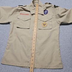 Boy Scouts Of America Shirt Youth Medium Beige Capitol Area Council Patches