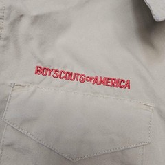 Boy Scouts Of America Shirt Youth Medium Beige Capitol Area Council Patches