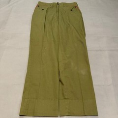 VTG Boy Scouts of America BSA Olive Union Made Uniform Pants Red Trim Kids 28×27