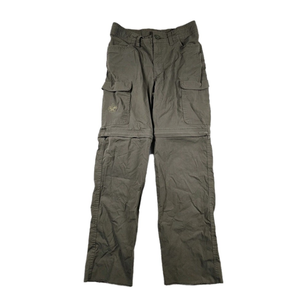 Boy Scouts of America Convertible Zip Off Pants Youth 10 Olive Cargo Hiking BSA