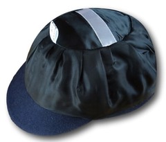 Navy & Gold Wool Flannel / Velvet School Cap + Embroided Badge