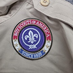 Boy Scouts Of America Shirt Youth M Beige Uniform Short Sleeve BSA Patches