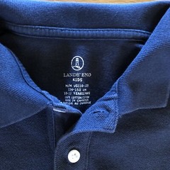 Lands End Boys Uniform Polo Shirt Medium 10/12 Blue Long Sleeve