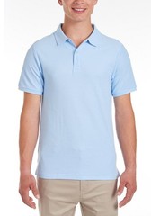 Nautica Young Men Uniform Short Sleeve Double Pique Polo L (38-39) Light Blue