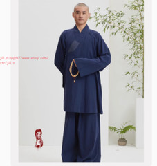Buddhist Shaolin Monk Robe Full Set/Cotton Thin Kung Fu Suit Meditation Uniforms