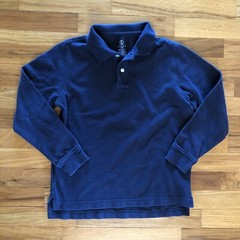 Lands End Boys Uniform Polo Shirt Medium 10/12 Blue Long Sleeve