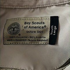 Boy Scout Tan Button Down Short Sleeve Uniform Shirt w/Patches Size Large