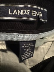 Lands End Boys 18S (14-15) YRS Ins 29″ Black Chino Pants Iron Knee NEW #3486