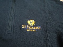 ST. VERONICA SCHOOL NAVY BLUE EMBROIDERED FLEECE 1/4 ZIP PULLOVER-YOUTH LARGE