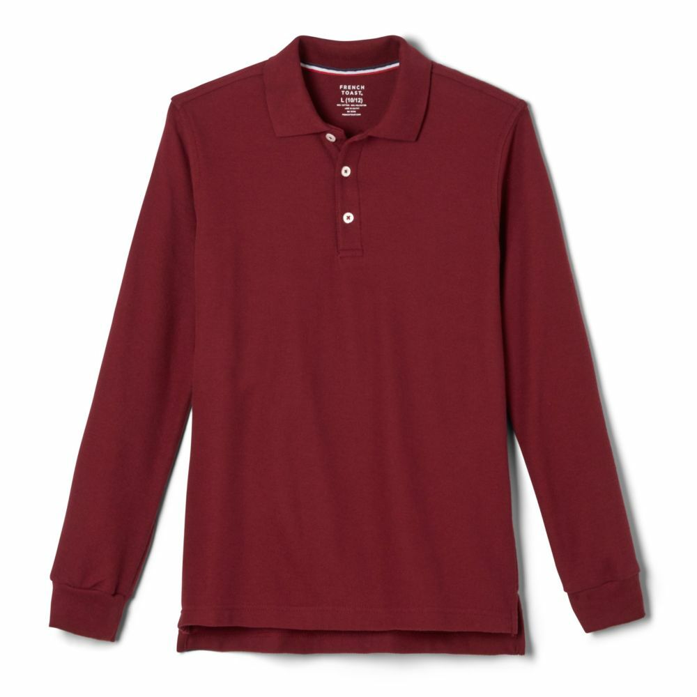 French Toast Boys Long Sleeve Pique Polo Burgundy Size XS (4/5) New/Sealed!