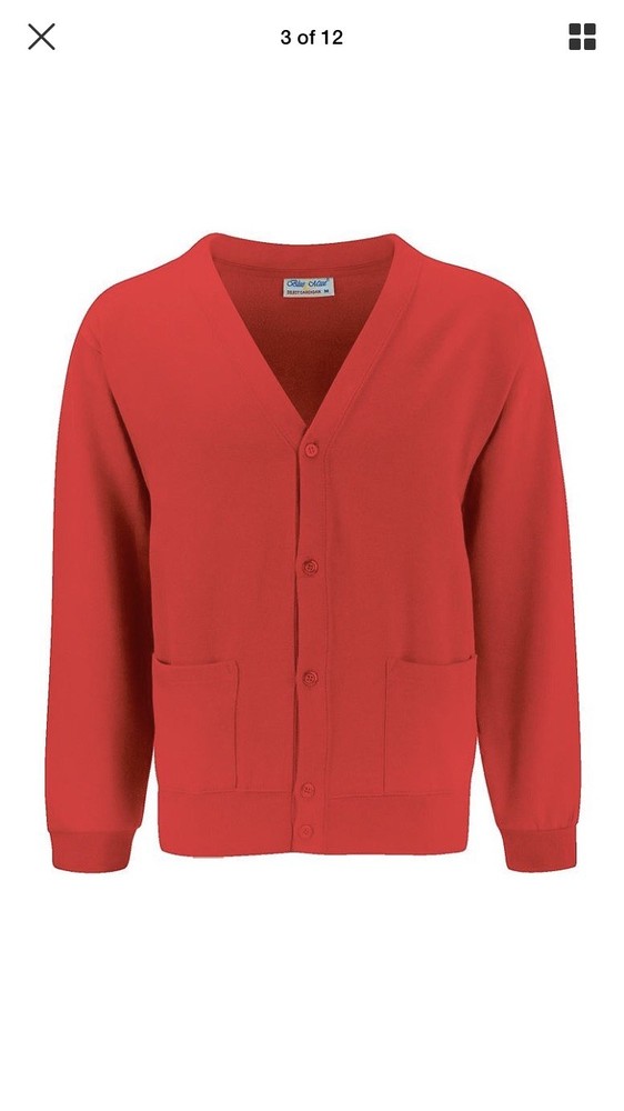 Red School Uniform Cardigan Sweatshirt Jumper with Pockets – Blue Max. Size 5-6