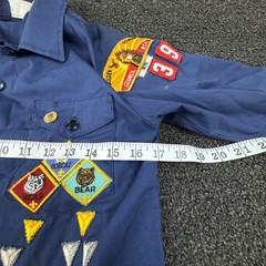 Boy Scouts Of America Shirt Boys 14 Blue Uniform Polycotton Patches Long Sleeve
