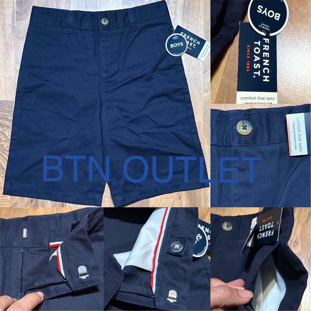 French Toast (Sz6 w22.5) Boy’s Performance Uniform Shorts Adjustable Waist, Navy
