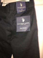 U.S POLO ASSN. School Uniform Flat Front Pants Boys 10 Blk ADJUSTABLE WAIST NWT