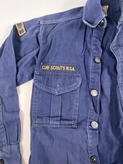 Vintage Cub Scouts BSA Shirt Youth Small Blue Official Uniform Patches Pins 60s