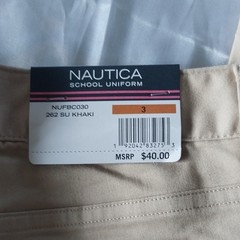 Nautica School Uniform Khaki Stretch Easy Care Pants Size 3 MPN NUFBC030