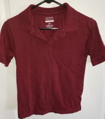 boys large 10/12 burgundy SCHOOL POLO UNIFORM SHIRT TOP collar short sleeve