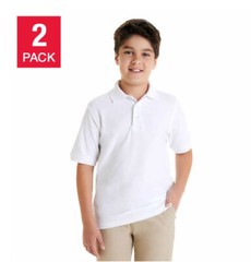 French Toast Short Sleeve School Uniform Pique Polo Shirt 2 Pack White Boy’s(8)M