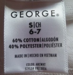 George Boys School Uniforms Long Sleeve Pique Polo Shirt White Size Small 6-7