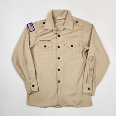 Vintage Boy Scouts of America Shirt Youth Large Tan Long Sleeve Uniform USA 90s