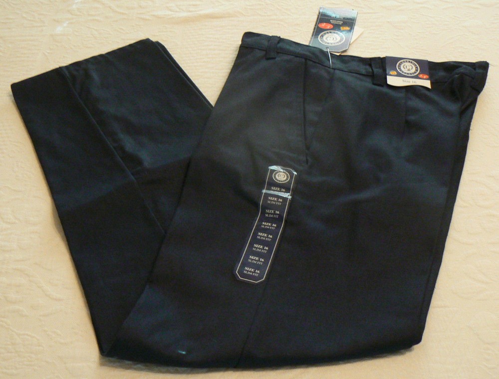 NEW Cambridge Classics Navy Blue slacks sz.16 boys,flat front, NWT