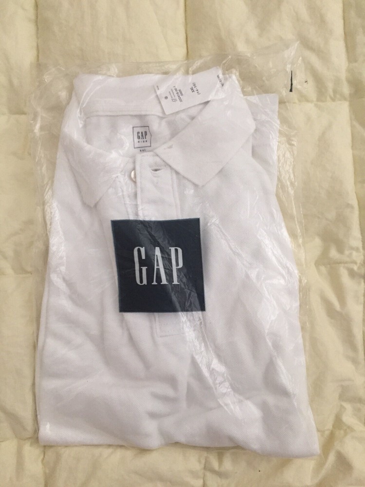 NEW GAP School Uniform White Polo Shirt, Size 14-16, 100% Cotton