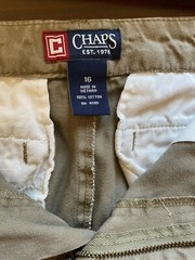 Chaps Boys Pants Size 16 Classic Chino Fit Flat Front Brown Zip Button Closure