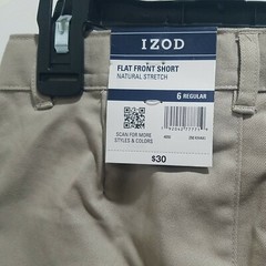 NEW IZOD Boys Flat Natural Stretch SHORTS Sizes 4 5 6