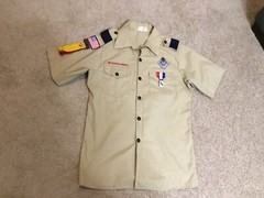 VTG Boy Scouts of America Shirt Button Up 1984 Youth Size 16 Patches Tan 1980s