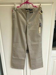 2-New Boys Cherokee Uniform Pants Size 16 Husky Adjustable Waist Oyster Color