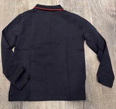 Gold Label Boys Sz 12 long-sleeve pique polo shirt in navy & red trim