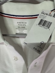 French Toast White Polo Youth XXL 18/20 School Uniform NEW Sealed Unopened