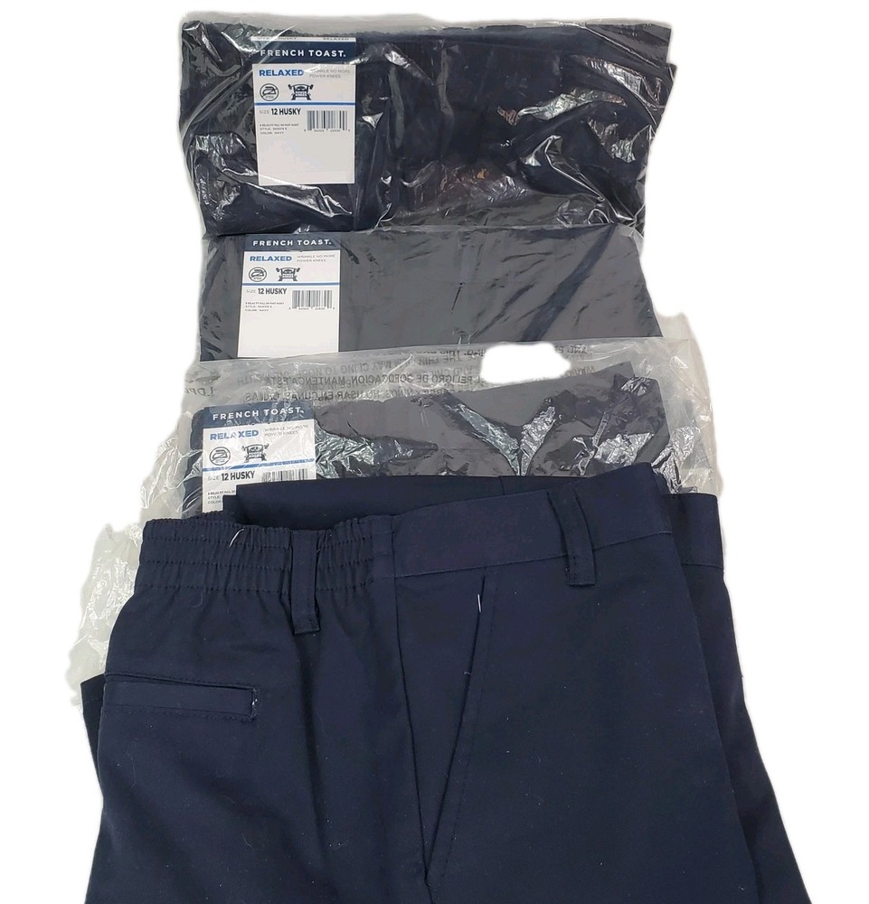 X4 French Toast Boys School Uniform Pull-On Relaxed Fit Pants Navy – Sz 12 Husky
