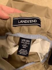 LANDS END Khaki School Uniform Perfect Chino Pants Boys 8 INSEAM 22 In.